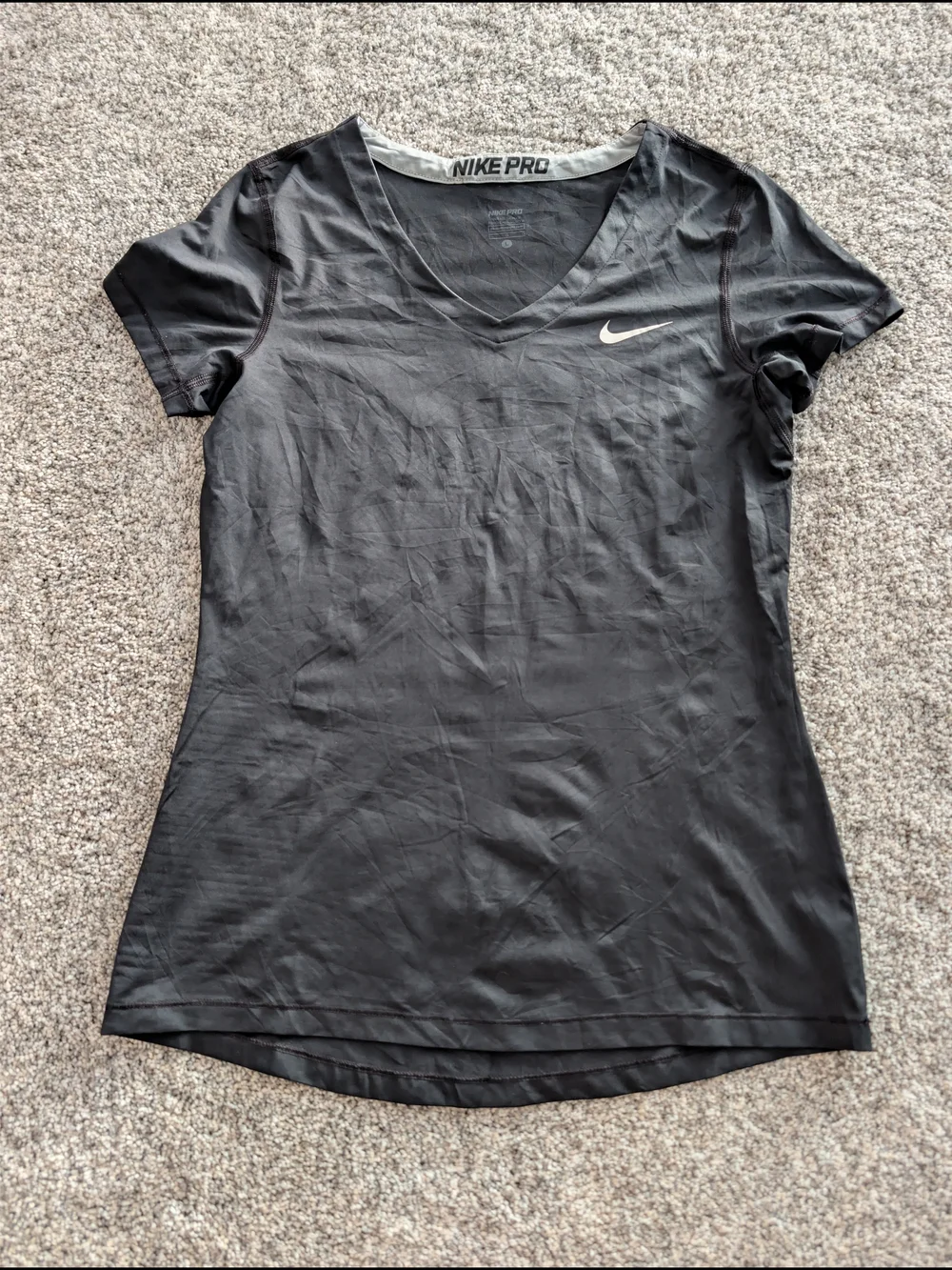 Nike Pro Dri-FIT Black V-Neck Short Sleeve Training Shirt Size L
